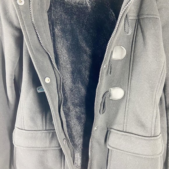 BOGO Black Toggle Faux Fur Lined Full Zip Peacoat Size M - Picture 4 of 11